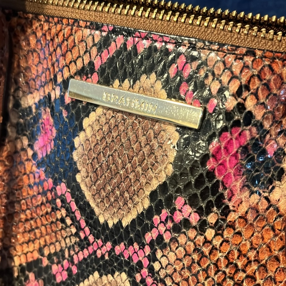 BRAHMIN  CAROLINE MAHOGANY CASSAWAY SNAKESKIN PRINT - Picture 3 of 12